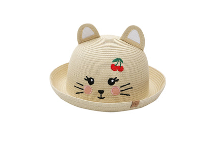 Toddler/Kids Straw Hat - Cat