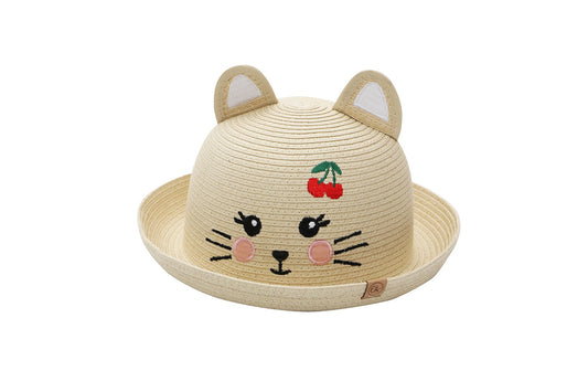 Toddler/Kids Straw Hat - Cat