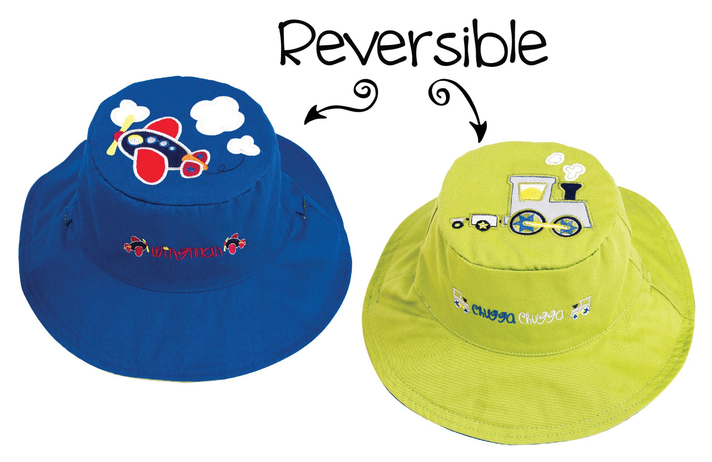 Baby/Kids Reversible Sun Hat - Plane | Train