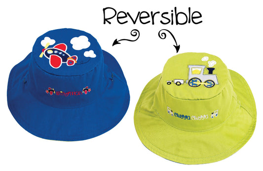Baby/Kids Reversible Sun Hat - Plane | Train